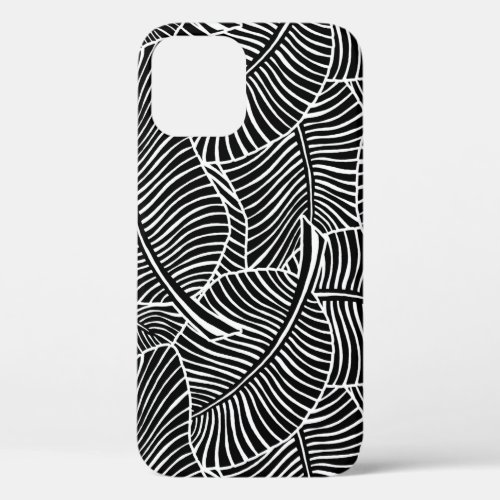 Zebra Palm Hawaiian Tropical Black and White  iPhone 12 Pro Case