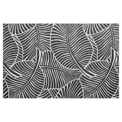 Zebra Palm Hawaiian Tropical Black and White Fabric