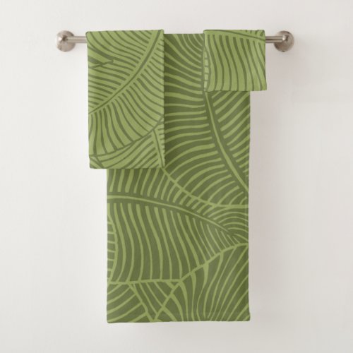 Zebra Palm Hawaiian Tropical Olive green Bath Towel Set