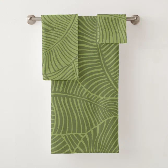 Zebra Palm Hawaiian Tropical Olive green Bath Towel Set Zazzle