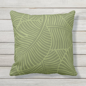 Zebra Palm Hawaiian Tropical Olive Green Outdoor Pillow