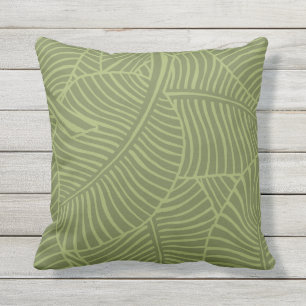 Zebra Palm Hawaiian Tropical Olive Green Outdoor Pillow