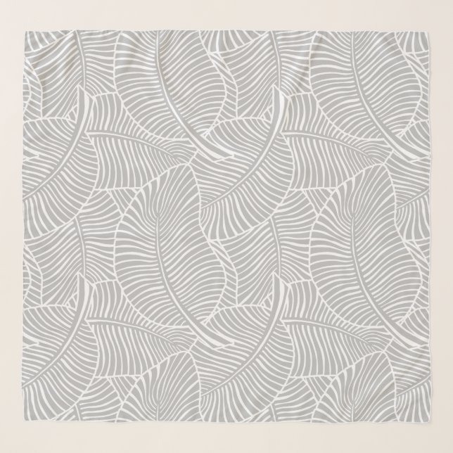 Zebra Palm Hawaiian Tropical Silver Scarf (Front)