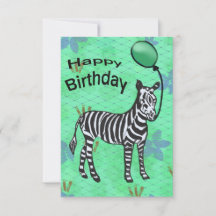 Zebra party birthday card