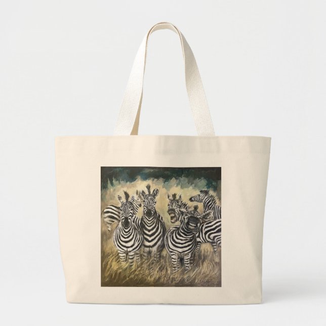 Zebra Party Large Tote Bag (Front)