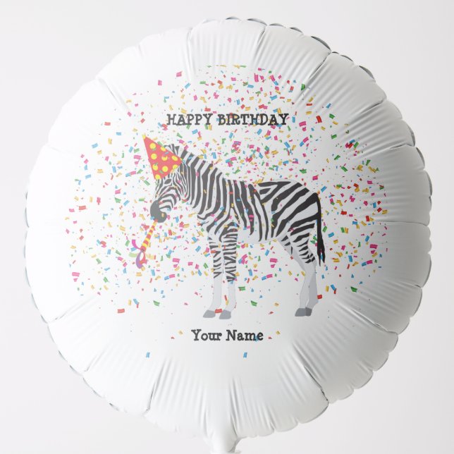 Zebra Partying - Animals at Birthday Party Balloon (Front)