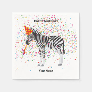 Zebra Partying - Animals at Birthday Party Napkins