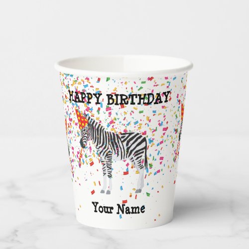 Zebra Partying _ Animals at Birthday Party Paper Cups