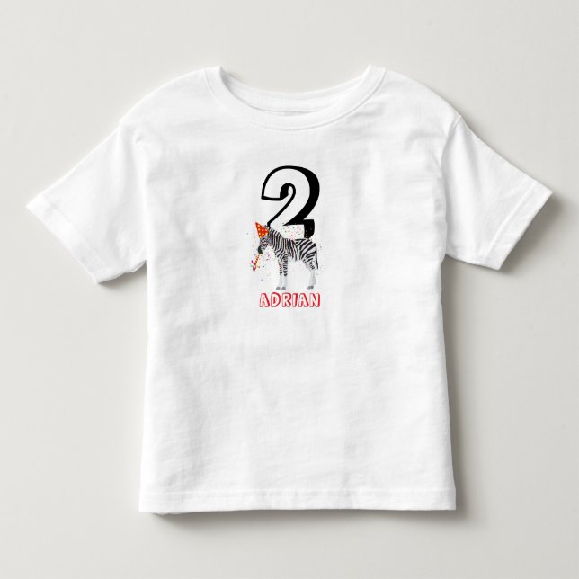 Zebra Partying - Animals Birthday Party Kids Age Toddler T-shirt (Front)