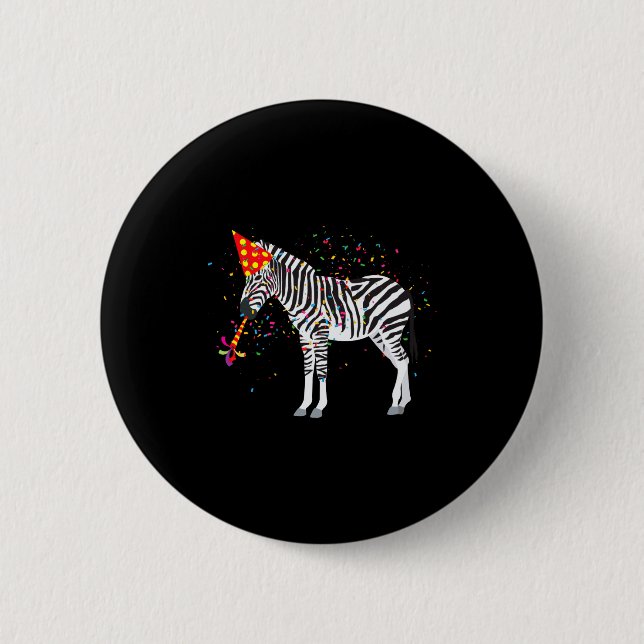 Zebra Partying Animals Having A Party  Button (Front)