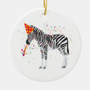 Zebra Partying - Animals Having a Party Ceramic Ornament