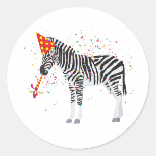 Zebra Partying - Animals Having a Party Classic Round Sticker