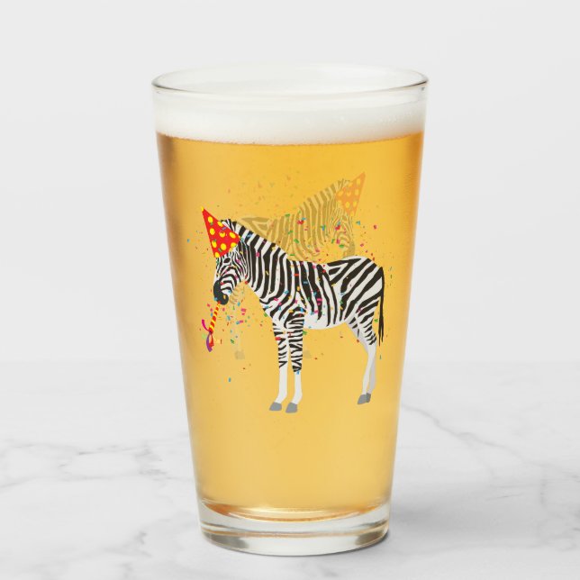 Zebra Partying - Animals Having a Party Glass (Front Filled)
