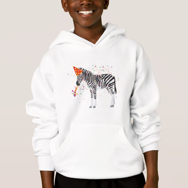 Zebra Partying - Animals Having a Party Hoodie (Front)