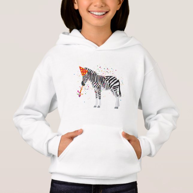 Zebra Partying - Animals Having a Party Hoodie (Front)