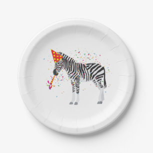Zebra Partying - Animals Having a Party Paper Plates