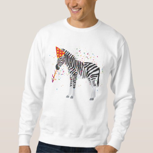 Zebra Partying _ Animals Having a Party Sweatshirt