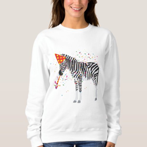 Zebra Partying _ Animals Having a Party Sweatshirt