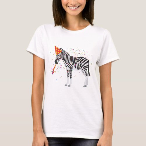 Zebra Partying _ Animals Having a Party T_Shirt