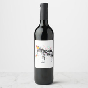 Zebra Partying - Animals Having a Party Wine Label