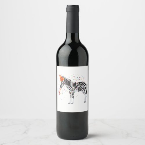 Zebra Partying _ Animals Having a Party Wine Label