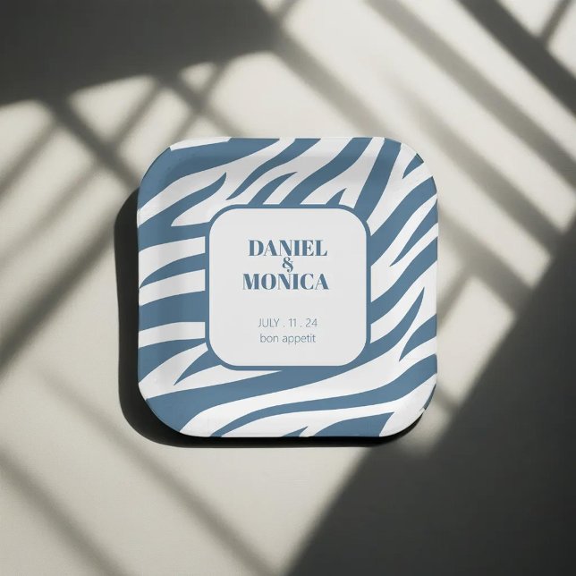 Zebra Pastel Blue Paper Plates & Bowls - Stylish (Creator Uploaded)