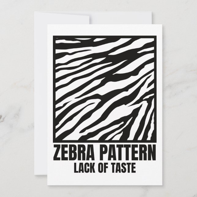 Zebra Pattern Bad Taste Fashion Victim Invitation (Front)