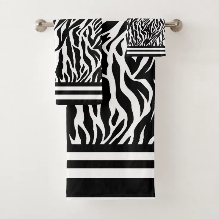 Zebra Pattern Bath Towel Set Zazzle