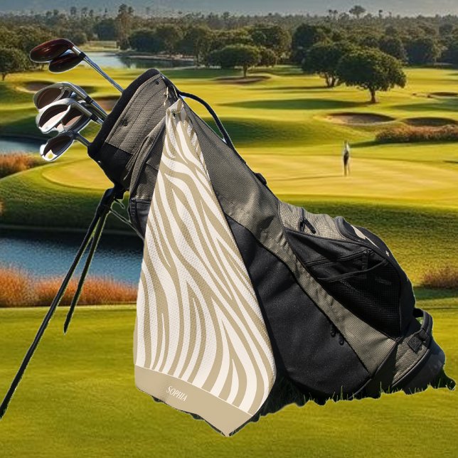 Zebra Pattern-Beige- Golf Towel (Zebra Pattern-Beige- Neutral Golf Towel )