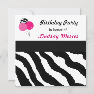 Zebra Pattern Birthday Invitation