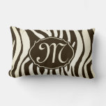 Zebra Pattern Brown Cream Monogram Throw Pillow at Zazzle