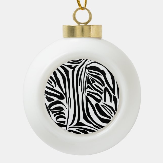Zebra pattern ceramic ball christmas ornament (Front)