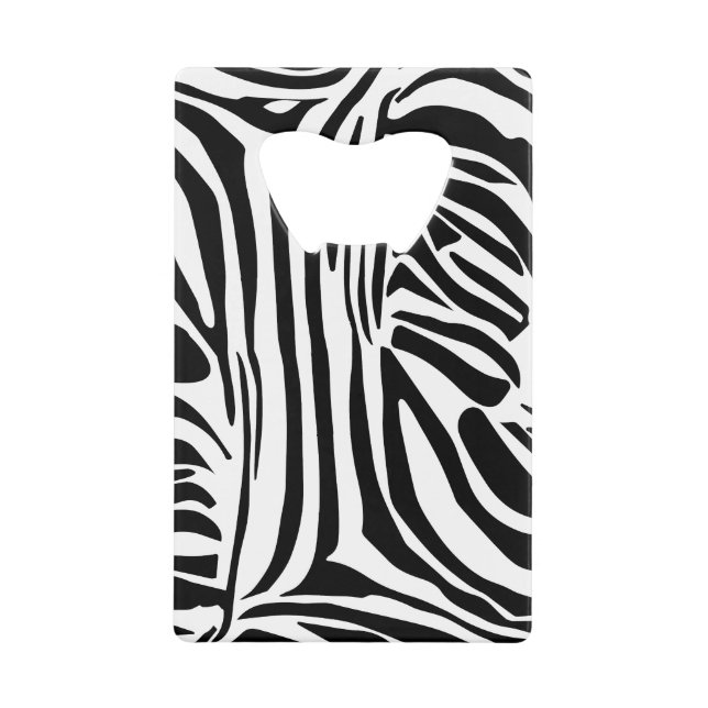 Zebra pattern credit card bottle opener (Front)