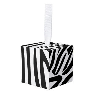 Zebra pattern cube ornament