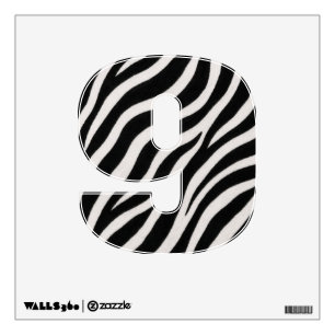 Zebra Pattern Decimal Number Wall Decor Decal