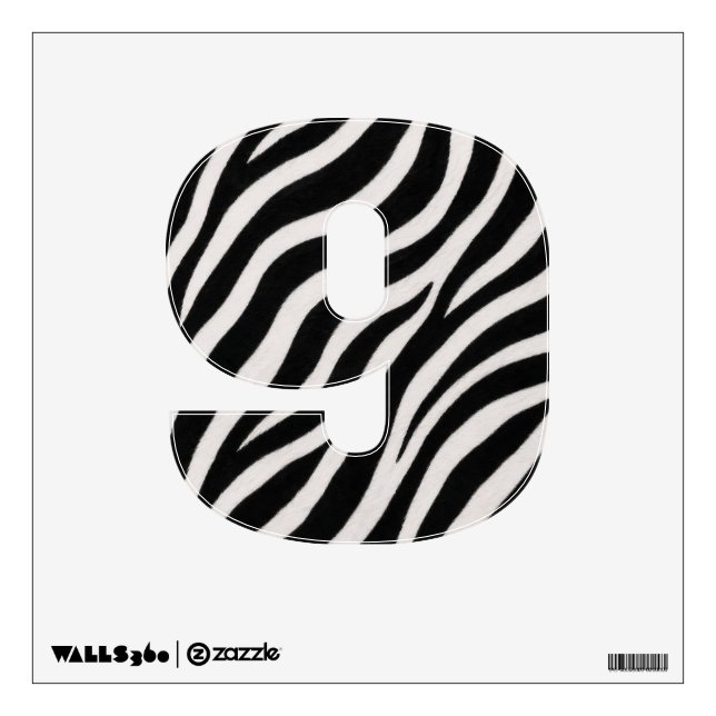 Zebra Pattern Decimal Number Wall Decor Decal (Front)