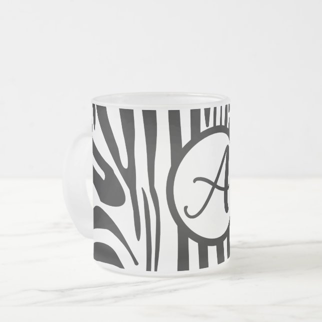 Zebra Pattern Frosted Glass Coffee Mug (Front Left)
