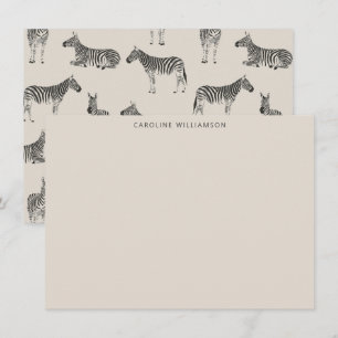 Zebra Pattern Illustrated Personalized Stationery Note Card