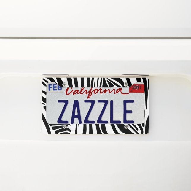 Zebra pattern license plate frame (On Car)