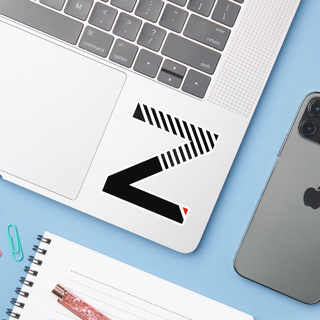 Zebra Pattern Line style Letter Z Monogram Sticker (Laptop w/ iPhone)