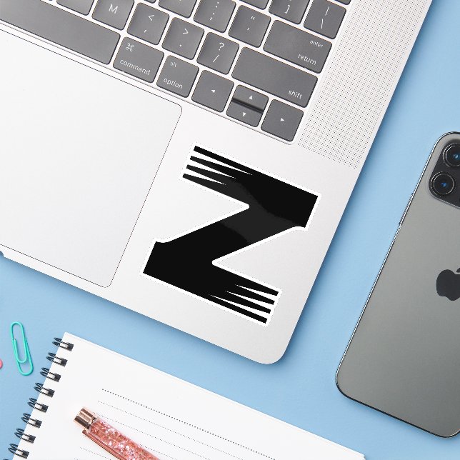 Zebra pattern line style Z Letter Monogram Sticker (Laptop w/ iPhone)