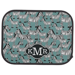 Zebra Pattern   Monogram Car Floor Mat