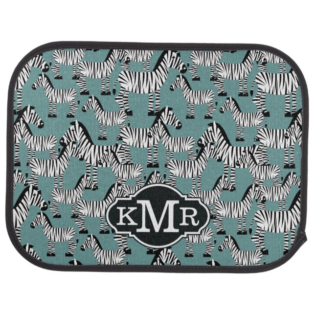 Zebra Pattern | Monogram Car Floor Mat (Rear)