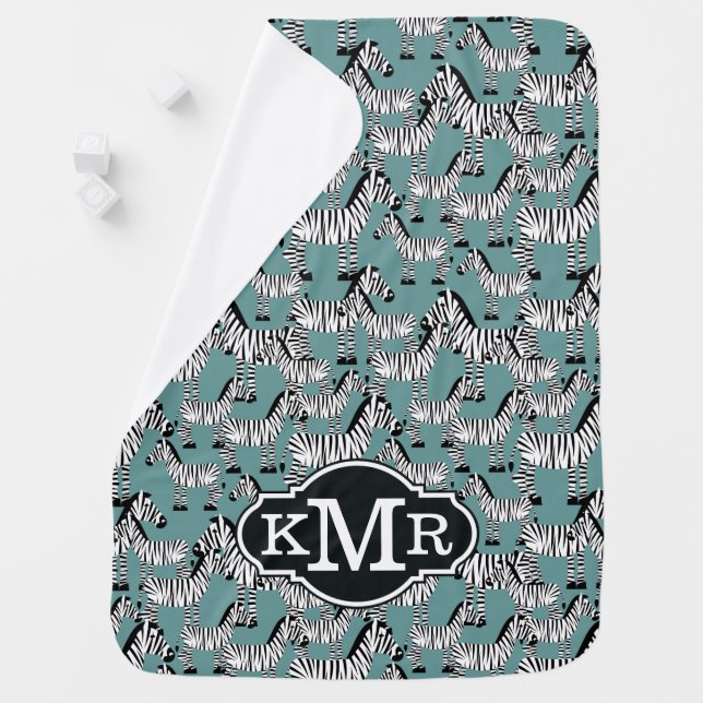 Zebra Pattern | Monogram Stroller Blanket (In Situ)