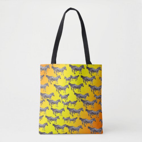 Zebra Pattern On Golden Yellow Tote Bag