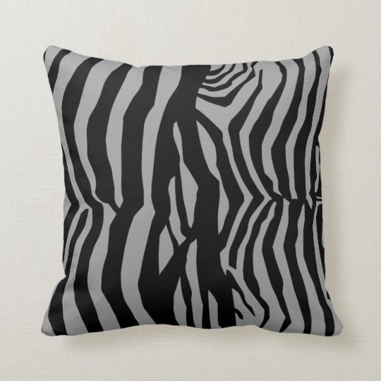 Zebra Pattern Pillow in Black and Gray