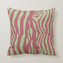 Zebra Pattern Pillow in Brick Red and Spring Green