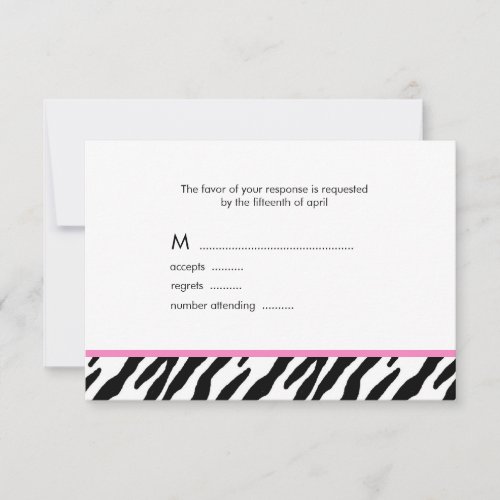 Zebra Pattern Response Cards Personalized Announcement