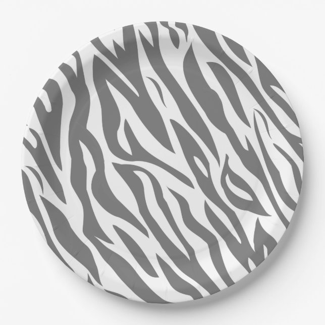 Zebra Pattern Safari Jungle Animal Birthday  Paper Plates (Front)