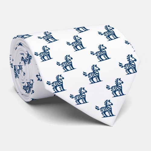 Zebra Pattern _ Shibori Blue on White Neck Tie